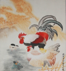 国画 工笔 公鸡图片