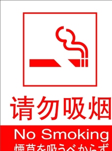 新版请勿吸烟禁烟标志中英日矢量图片