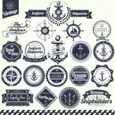 复古航海标贴图案