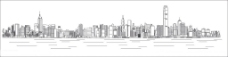 矢量图库城市建筑线描香港维多利亚港图片