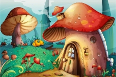 儿童蘑菇小屋卡通童话世界图片
