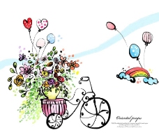 鲜花自行车背景图片