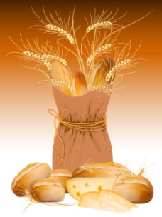 小麦诱人面包矢量素材