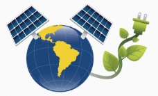 绿色叶子地球太阳能发电素材图片