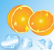 冰块 橙子图片