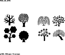 各种黑白手绘树