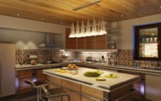 3D现代整体厨房模型图片