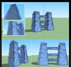 3D制作SketchUp制作3D立体玻璃建筑图片