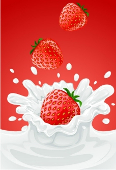 矢量图片草莓与牛奶