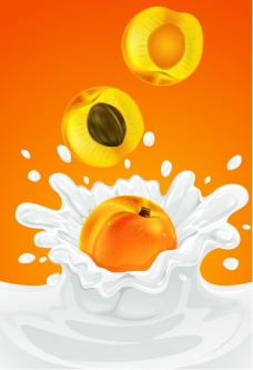 矢量图片桃子与牛奶
