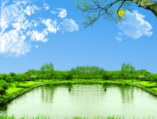 自然湖效果图图片