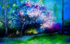 油画樱桃树