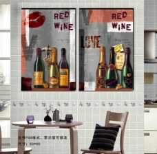 客厅无框画餐厅红酒无框画图片