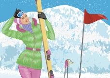 雪山滑雪美女图片